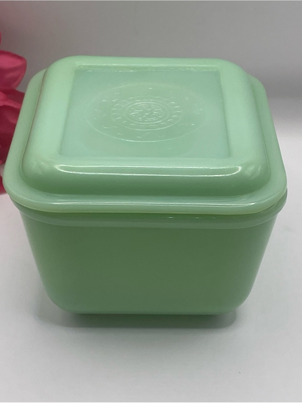 Vintage Anchor Hocking Fire King Jadeite Philbe Refrigerator Dish w/ Lid - Picture 4 of 14
